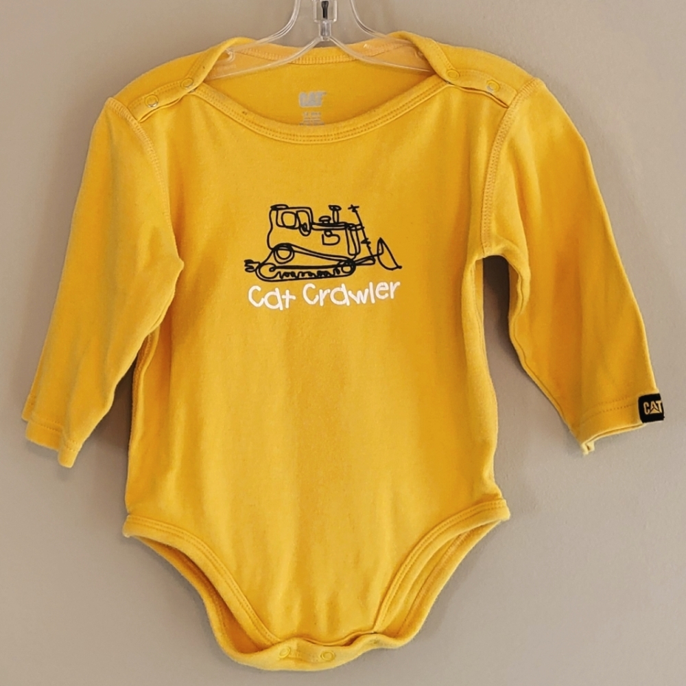 CAT yellow long sleeve onesie/bodysuit